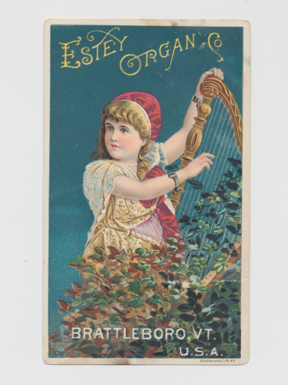Estey Organ Co. Vintage Trade Card 5" X 3" Brattleboro VT - J Ottmann Lith. NY
